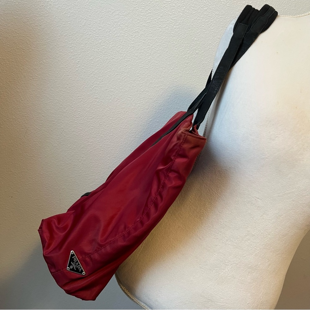 PRADA Tessuto Nylon Tote - Burgundy Red & Black - Travel / Computer / Diaper Bag